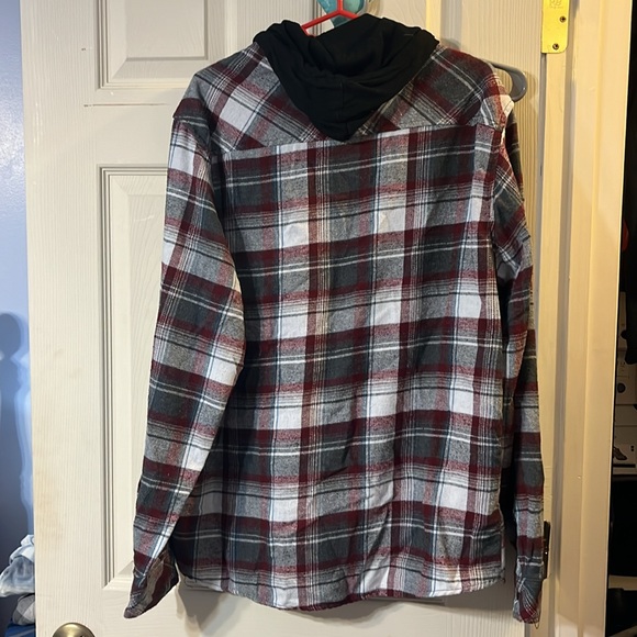 Revess Large Men’s Flannel Hooded button down shirt - Picture 4 of 4
